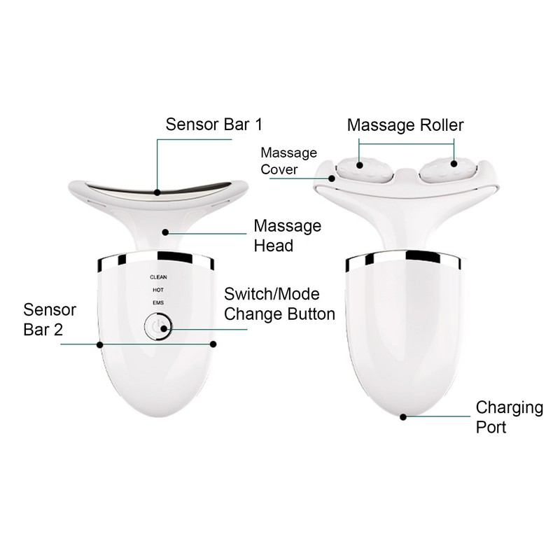 LED Neck Face Beauty Device with Detachable Massage Roller Heating