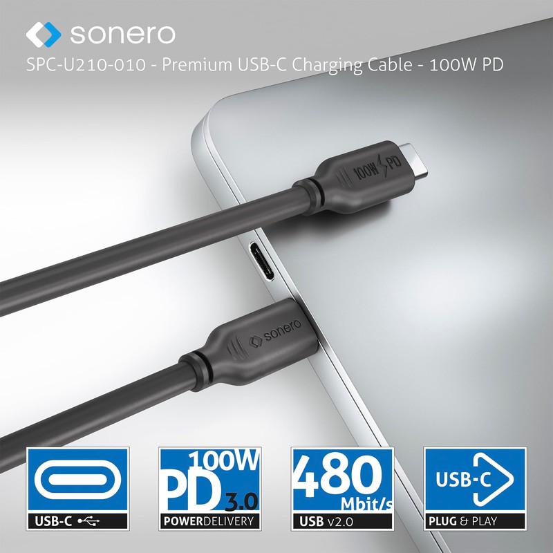 Sonero® USB-C auf USB-C Ladekabel, Handy-Ladekabel, Schnellladekabel USB C, USB
