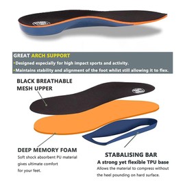 Memory Foam Arch Support Insoles fo Men & Women – Orthotic Shoe Inserts for Flat Feet, Heel Comfort & All-Day Wear – Full-Length EVA Insole for Work & Casual Shoes Insoles-L