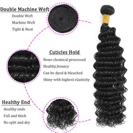 Deep Wave Human Hair Bundles 12 14 16 Inch 3 Bundles 100% Brazilian Human Hair Natural Color Wet And Wavy Curly Bundles
