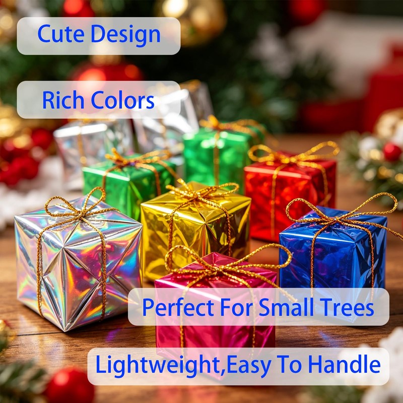 Aixiasen 24Pcs Mini Christmas Tree Ornaments,Small Hanging Gift Box Decor