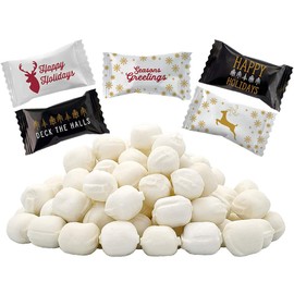 Merry Christmas & Bright Holiday Season's Greetings Buttermints, Mint Candies, After Dinner Mints, Butter Mint Candy, Fat-Free, Individually Wrapped (Holiday Season's Greetings, 100 Pieces)