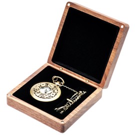 COSISO Walnut Wood Pocket Watch Box Portable Single Pocket Watch Display Storage Travel Case Organizer for Men Women (Contain Chain Clamp Slot)