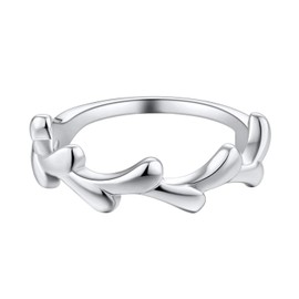 starchenie 925 Sterling Silver Leaf Ring Women Tree Vine Band Ring Cubic Zirconia, Engagement Ring for Love