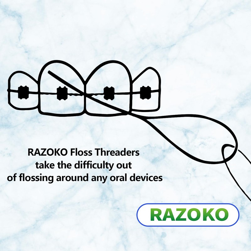 RAZOKO Floss Threaders | Dental Floss Threaders for Braces, Bridges,