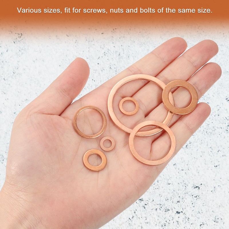 sourcing map M6 Flat Washer, 25 Pcs Copper Ring Flat