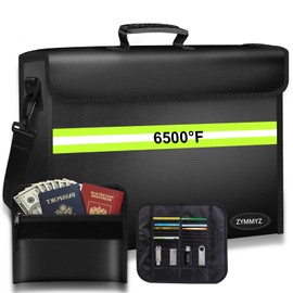 6500°F Large Fireproof Document Organizer with Lock,10 Layers Heat Insulated＆Waterproof Zipper,Removable Folder Layers/Wallet,Portable Home Travel Safe Storage for Files(16.5x12.4x5.5 inches)