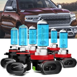 TTDBDAN Upgraded Halogen Headlight Bulbs Fit For Dodge Ram 2019-2020 without projector,9005/H10/HB3 H11/H8/H9 High Low Beam H11/H8/H9 Fog Lights High Performance headlights Bulb,Plug n Play,6-Pack