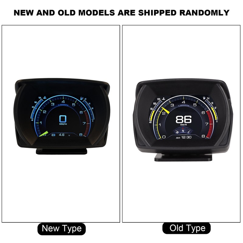 Black Vehicle HUD Display Multifunction OBD HUD Gauge 9 Alarm