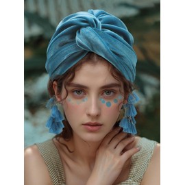 Women Turban,Cozy Polyester Velvet Turban Hats,Indian Turbans Hats Head Wraps Beanie,African Cap for Women