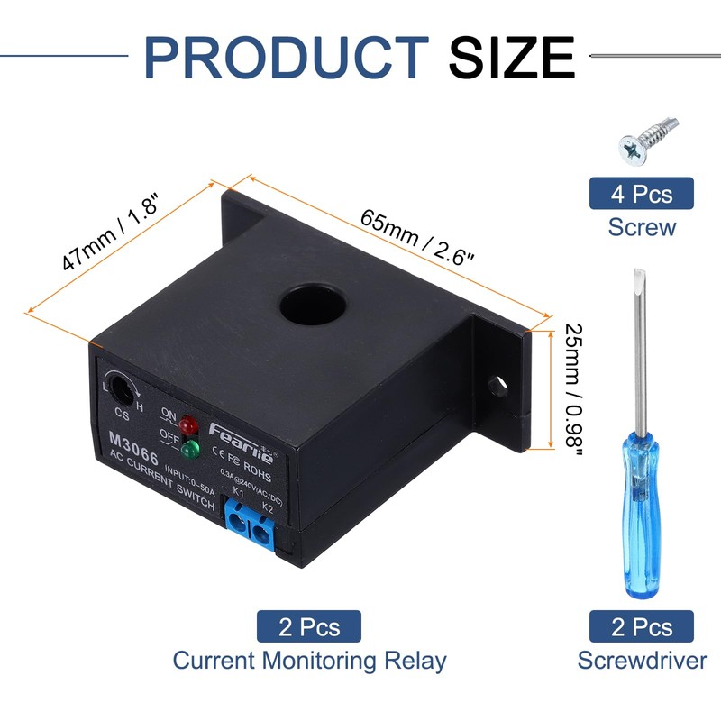 sourcing map 2pcs Miniature Current Switch 0-50A Normally Closed AC