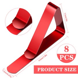 Table Cloth Clips Red Tablecloth Cover Clamp Table Cover Clamps Holder Adjustable Metal Clip for Picnics Parties Weddings Dinners 8PCS
