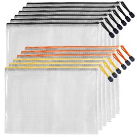 SAYEEC Clearance 12 Pack Mesh Zipper Pouch A4 Letter Size Clear Plastic Zipper Bags for Organizing Waterproof Zip File Folders Document Storage Bags for Travel School Office Supplies (3 Colors)