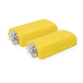 Hypeety 2PCS Bird Calcium Teeth Mouth Molar Grinding Stone Hamster Grinding Stone Chew Toy Perch Stand for Parrot Budgies Chinchilla Squirrel Hamster Cage Stand Platform Yellow