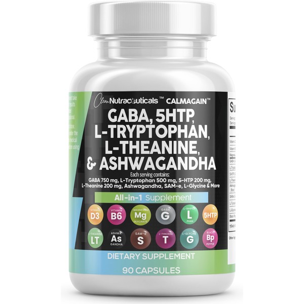 Clean Nutraceuticals GABA 750mg 5 HTP 200mg L Tryptophan 500mg