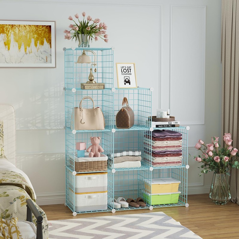 C&AHOME Wire Cube Storage, 9 - Cube Organizer Metal C