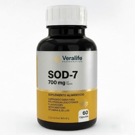 SOD-7: Superóxido Dismutasa y Glutation | Antioxidante con Vitamina D3, Vitamina E, Vitamina B3, Polypodium Leucotomos, Betacaroteno | 60 Cápsulas para Bienestar y Salud de la Piel | Veralife