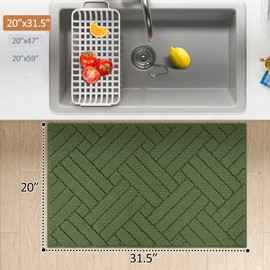 JEEDOVIA Kitchen Rugs and Mats for Floor, Kitchen Runner Rug Non Skid Absorbent Resist Dirt Comfort Standing Mat for Kitchen,Entryway, Machine Washable,20"x31.5",Green