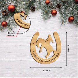 Cowboy Horseshoe Ornament Christmas Decor, Western-Inspired Ornament, Cowboys Hat Rodeo Bareback Bronc Saddle Rodeo Riding Lovers Holiday Tree Decoration Western Theme Party Merry Bucking Christmas