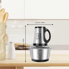 Food Processor,Meat Grinder,250W Powerful Small Food Chooper,Electric Vegetable Chopper with a 8 Cup Bowl and a 4 Blades for Meat Fish Baby Food Fruit