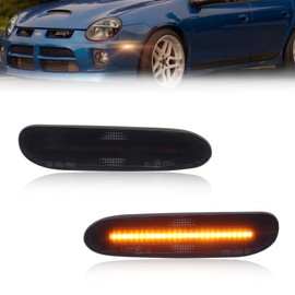 MOTRUM - Luz de marcador lateral frontal compatible con Dodge Neon 2000 2001 2002 2003 2004 2005, [DOT] [impermeable] lámpara LED ámbar de marcador lateral, 1 par, lente ahumada