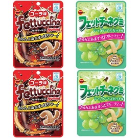 Fettuccine Gummi Set 1.8oz 2Types × 2pcs Japanese Hard Gummy Candy Bourbon Ninjapo