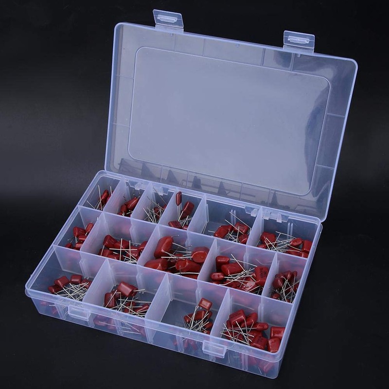 Capacitor, 15 Values, 180 Pieces, CBB Polypropylene Film Capacitor, Assortment
