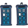 DW Tardis Metal Enamel Stud Earrings