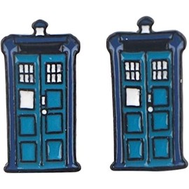 DW Tardis Metal Enamel Stud Earrings