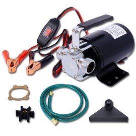 Transfer Water Pump 12V 330GPH Battery Powered Electric Pump w/6' Water Hose Kit
