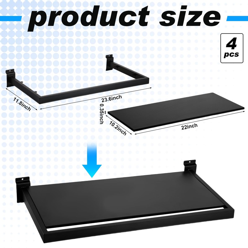 Blulu 4 Pack Slatwall Shelf, 23. 6x11. 8 Inch Wooden