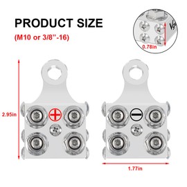 Vgate Battery Terminal Connectors, 15-Way Battery Post Terminals, 8AWG up to 4/0(XL) AWG Gauge, Bus Bar for 6-48V Lithium and Lead Acid Batteries, M10 or 3/8”-16 Studs – Fits Car, RV, Truck