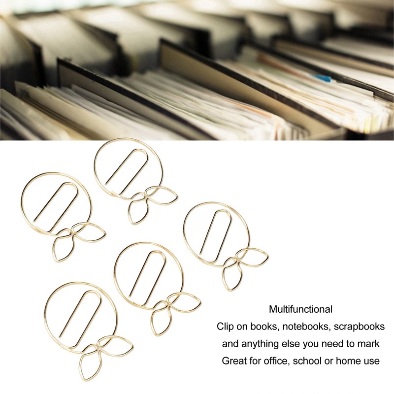 100Pcs Gold Paper Clips Cute Shape Stainless Steel Multifunction Metal