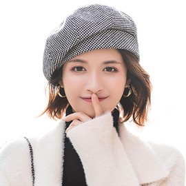 WANYIG Winter Beret Cap Women's Korean Style Women Beret Hat Dress Hat Winter Hat Comfortable and Warm for Spring/Autumn/Winter, black