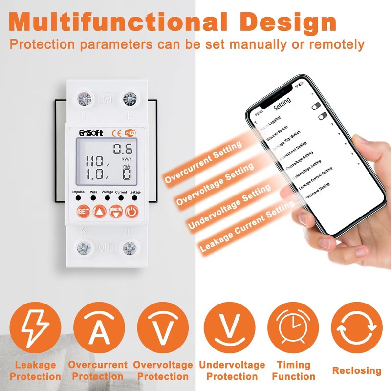 Multi-Functional Smart WiFi Circuit Breaker, Remote Tuya APP Control Circuit