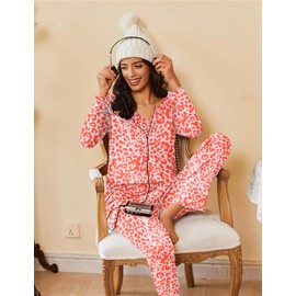 Ekouaer Womens 2 Pack Pajama Set Long Sleeve Pajamas Top and Pants V Neck Pjs Set Soft Sleepwear Loungewear