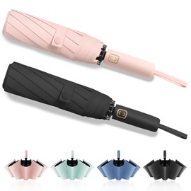 Fogkey 2-Pack Windproof, Waterproof, UV-Blocking Portable Travel Umbrella, Compact Sun & Rain Folding Umbrella, Double Rib Structure, Large Auto Open and Close Car Umbrella