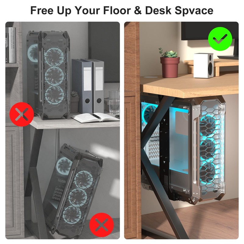 Adjustable Under Desk PC Mount - Black