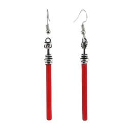 Lightsaber earrings | neon starfighter Sci-Fi glow stick earrings, cosplay Skywalker gift, comic con fandom accessories (Red)
