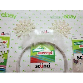 scünci Scunci Holiday Set Snowflake Headband W Ears Elastics Bows & 1 Sheet of Stickers