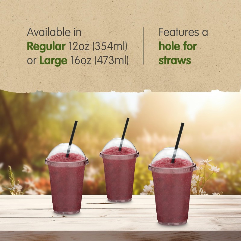 Signature Packaging - Plastic Smoothie Cups with Dome Lids -