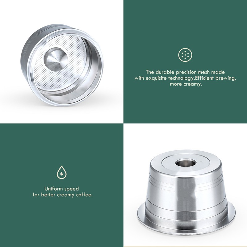 Reusable Coffee Capsule Stainless Steel Refillable Coffee Pod with Brush