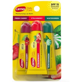 CARMEX Moisturizing Lip Balm Variety Pack - Fresh Cherry, Strawberry, Wintergreen .35 oz tube