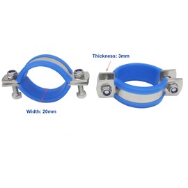 Stainless Steel Heavy Duty Flat Band Pipe Hose Clamp with Rubber Cushion, Multipurpose Rigid Handless Split Ring Clamp Bracket ID 45mm, Pack of 2