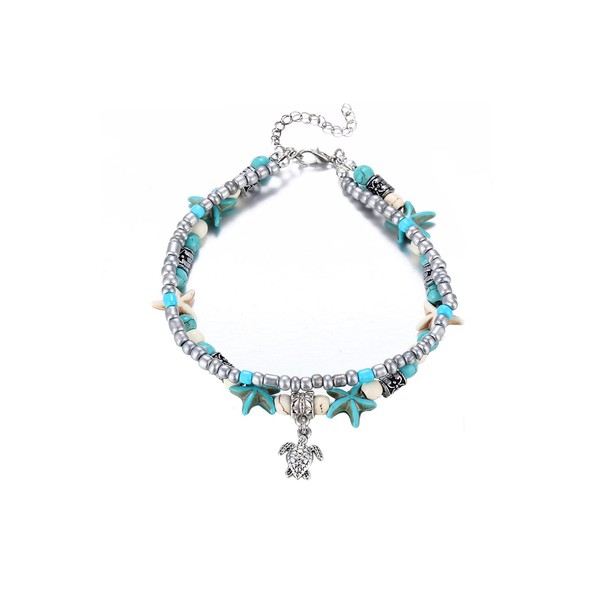 Layered Shell Anklet Bracelet Adjustable Beading Beach Starfish Shell Anklet