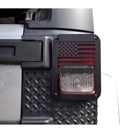 Hooke Road JK Tail Light Cover Taillight Guard US Flag Cage Compatible with Jeep JK Wrangler & Wrangler Unlimited 2007-2018 - Pair (Black,Old Glory)