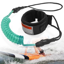 CAIXIANGYU SUP Leash, TPU Paddle Leash with Foot Strap, 5 mm Spiral Spring Foot Rope, Surf Lead for Surfboard (Green)