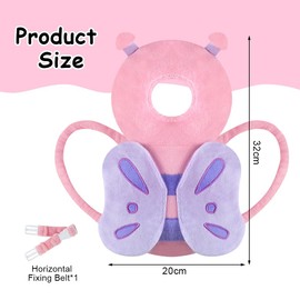 Vicloon Baby Head Protection, Adjustable Protective Pillow Baby, Breathable Baby Head Protective Pad for Children 4-24 Months, Adjustable Infant Pillow Backpack with Knee Pads (Pink Butterfly)
