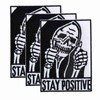 3Pieces Stay Positive Thumbs-up Skull Iron On Sew On Patch,