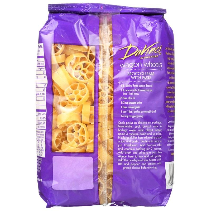 DaVinci Signature, Pasta Wagon Wheels Pasta, 16 Ounce Resealable Bags